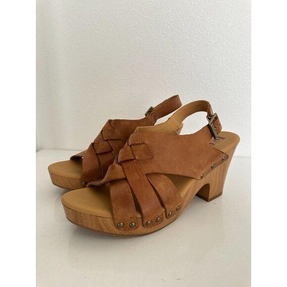 Kork-Ease Berengo Block Wedge Heel Leather Brown Western Orthopedic Women's 10 - Picture 3 of 11